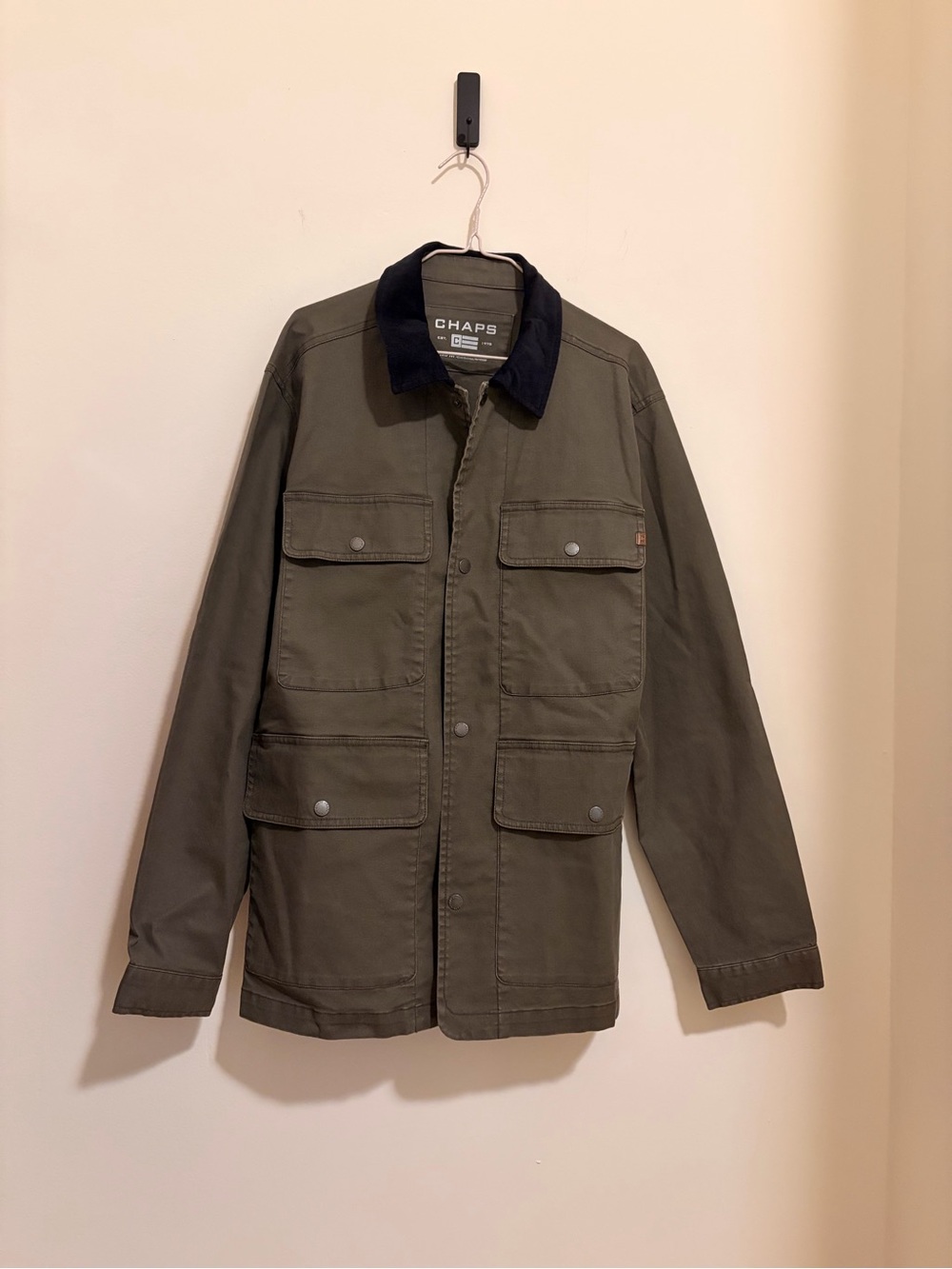 Chaps Olive Field Jacket with Black Contrast Collar